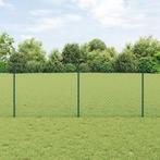 vidaXL Ketenlinkhek met 22 U-palen Groen 1x25 m Staal, Tuin en Terras, Verzenden, Nieuw