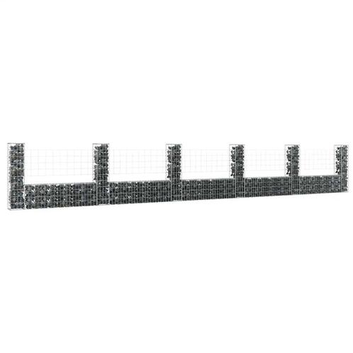 vidaXL Schanskorf U-vormig met 6 palen 620x20x100 cm ijzer, Tuin en Terras, Tuinhekken en Hekwerk, Nieuw, Verzenden