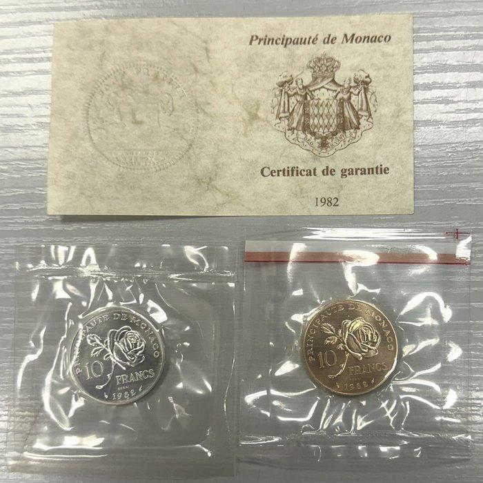 Monaco. 10 Francs 1982 Grace Kelly - Série de 2 monnaies, Postzegels en Munten, Munten | Europa | Euromunten