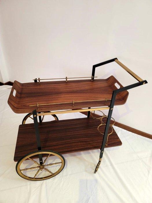 Chariot de service - Bois, Métal - Chariot bar en bois tek, Antiek en Kunst, Kunst | Designobjecten