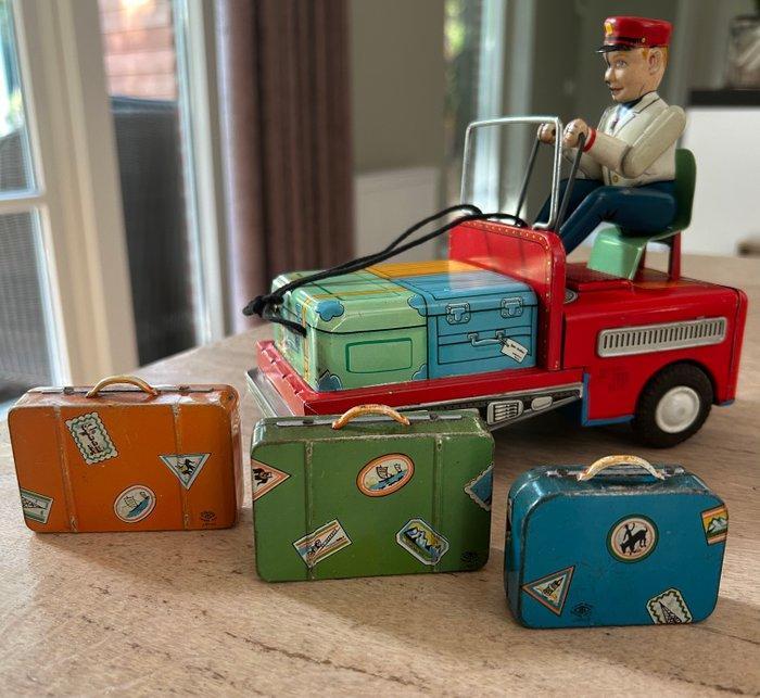 Masudaya - Blikken speelgoed - B-Z Porter Baggage Wagon,, Antiek en Kunst, Antiek | Speelgoed