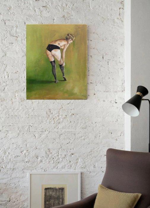 Lisa Braun - Black stockings, Antiquités & Art, Art | Peinture | Moderne