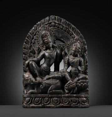 Houten zuil van Shiva en Parvati - Hout - Nepal - 17e eeuw