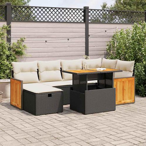 vidaXL 8-delige Loungeset met kussens poly rattan zwart, Tuin en Terras, Tuinsets en Loungesets, Loungeset, Nieuw, Verzenden