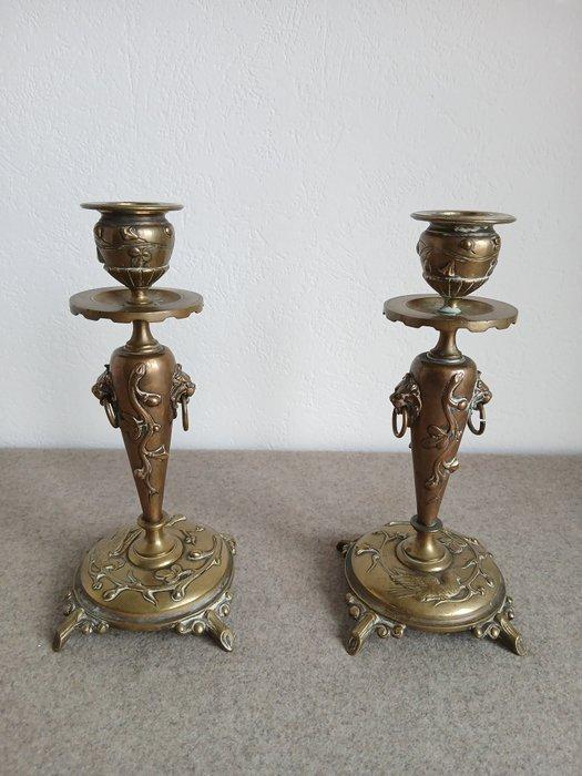 Kandelaar (2) - Brons - Art Nouveau-eind 19e eeuw, Antiquités & Art, Art | Objets design