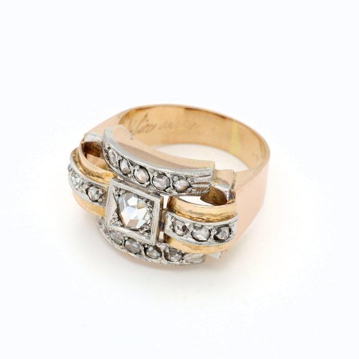 Ring - 18 karaat Roségoud, Witgoud - Tankring/Diamant, Handtassen en Accessoires, Ringen