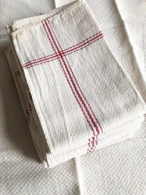Serviette de table (6) - 78 cm - 65 cm - Torchons de cuisine, Antiek en Kunst, Antiek | Tapijten, Tafelkleden en Textiel
