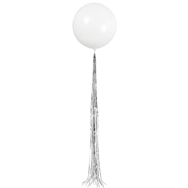 Witte Ballon Met Tasselslinger 61cm, Hobby en Vrije tijd, Feestartikelen, Nieuw, Verzenden