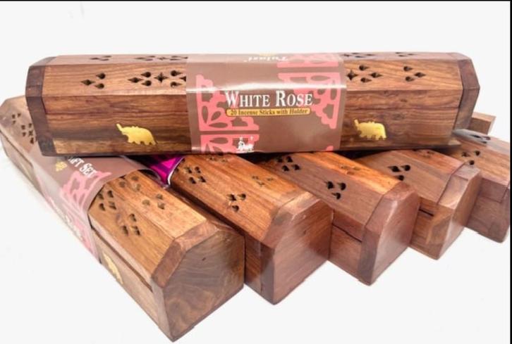 Wierookkist met White Rose Wierookstokjes (Wierook Branders), Huis en Inrichting, Woonaccessoires | Overige, Nieuw, Ophalen of Verzenden