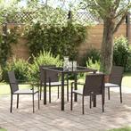 vidaXL Tuin Eettafel Set 5 pcs Bruin en Zwart PE Riet, Verzenden, Nieuw