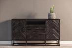 Dressoir Mangohout Kjeld 145 Zwart, Huis en Inrichting, Kasten | Dressoirs, Verzenden, Nieuw