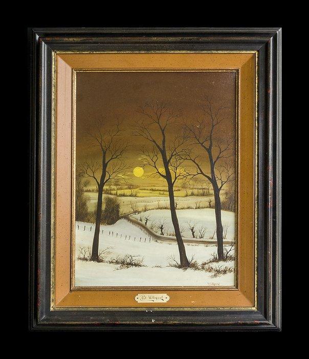 Piet Willequet (1950) - Coucher de soleil en hiver, Antiek en Kunst, Kunst | Schilderijen | Klassiek
