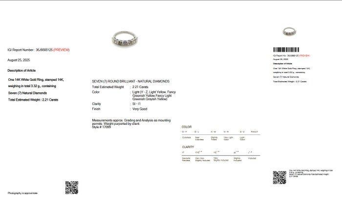Zonder Minimumprijs - Ring - 14 karaat Witgoud - 2.21ct. tw., Handtassen en Accessoires, Ringen