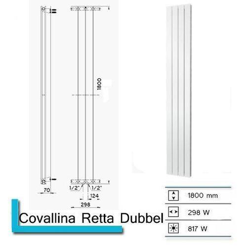 Designradiator Covallina Retta Dubbel 1800 x 298 mm Zilver, Doe-het-zelf en Bouw, Sanitair, Bad, Nieuw, Ophalen of Verzenden