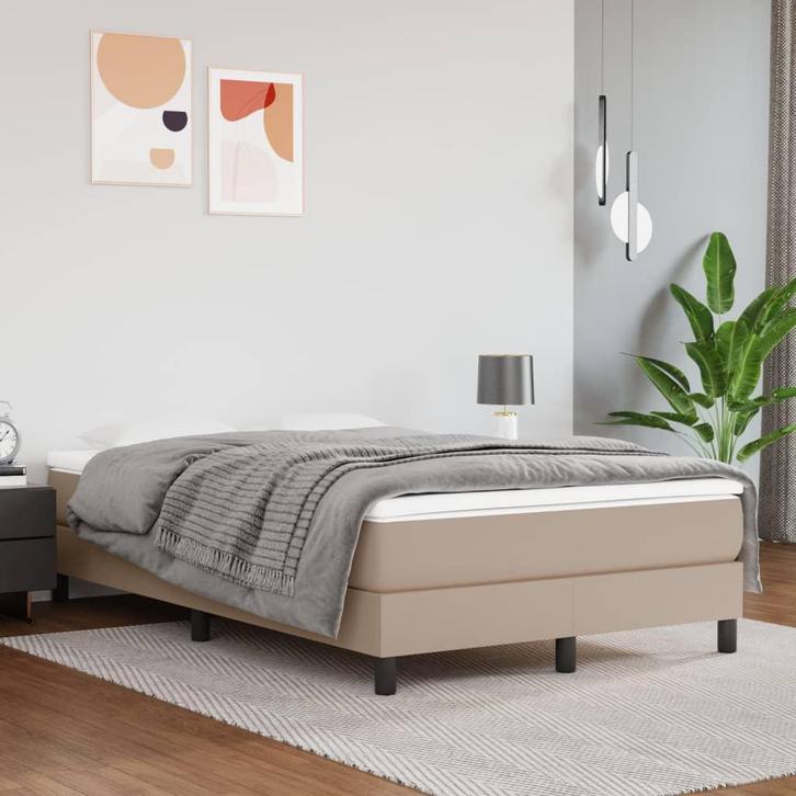 vidaXL Boxspring bed kunstleer cappuccinokleurig 120x200 cm, Maison & Meubles, Chambre à coucher | Lits, Envoi