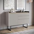 Meubella | Dressoir beige 98cm 4 deuren Opbergkast met led, Huis en Inrichting, Kasten | Dressoirs, Verzenden, Nieuw, 25 tot 50 cm