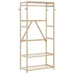 vidaXL Kledingrek met schappen 80x40x175 cm bamboe, Huis en Inrichting, Kasten | Kleerkasten, Verzenden, Nieuw