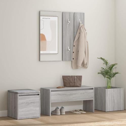 vidaXL Garderobe set bewerkt hout grijs sonoma eikenkleurig, Huis en Inrichting, Overige Huis en Inrichting, Nieuw, Verzenden