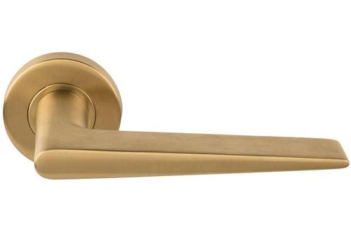 Deurklink BASICS LBXXI op ronde rozet PVD mat goud, Doe-het-zelf en Bouw, Hang- en Sluitwerk, Klink of Kruk, Nieuw, Overige materialen