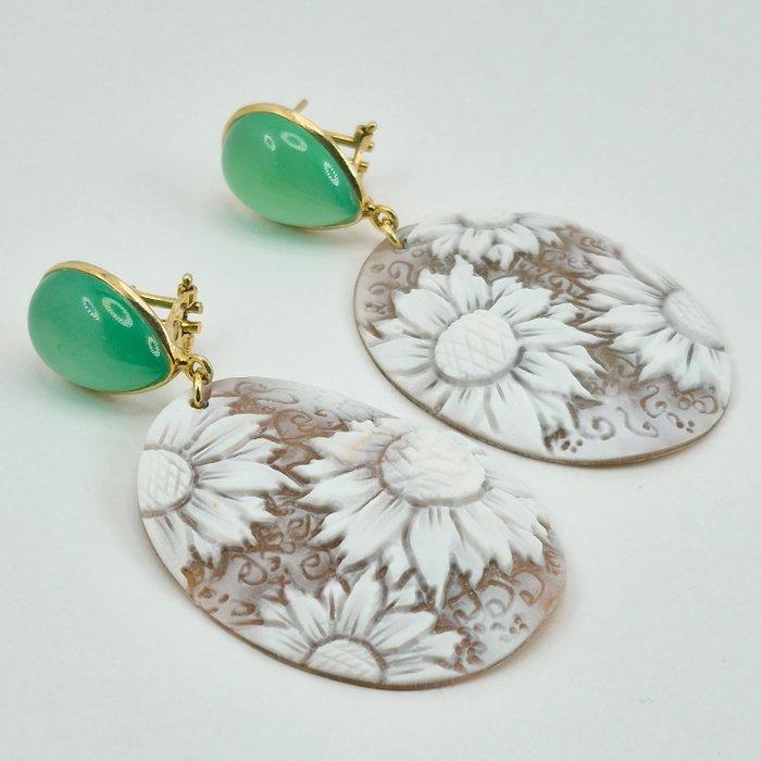 Jade - Zilver, Verguld - Oorbellen - Giada en Cameo, Antiek en Kunst, Curiosa en Brocante