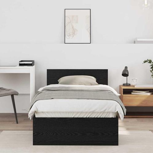 vidaXL Bedframe met hoofdeinde Zwart eiken 75 x 190 cm, Huis en Inrichting, Slaapkamer | Bedden, Nieuw, Verzenden