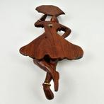 sculptuur, Danseres met Parasol - 39 cm - Hout