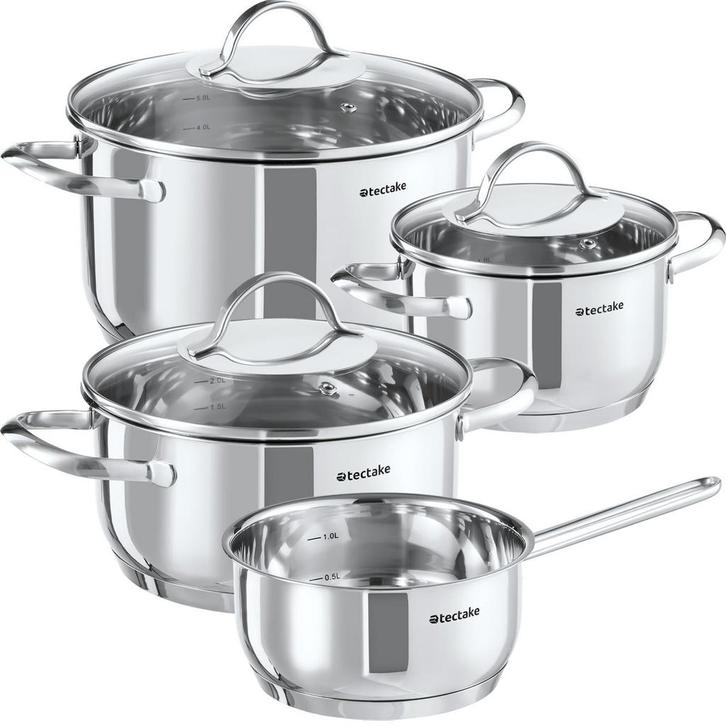 tectake Pannenset Bologna roestvrij staal 7-dlg., geschikt v, Tuin en Terras, Overige Tuin en Terras, Verzenden