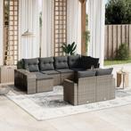 vidaXL 10-delige Loungeset met kussens poly rattan grijs, Tuin en Terras, Verzenden, Nieuw