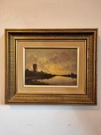 W. D. vd Salm (1918-1985) - Avondlandschap met molen