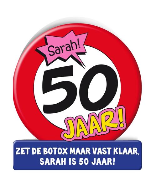 Verjaardagskaart Sarah Verkeersbord 16,5cm, Hobby en Vrije tijd, Feestartikelen, Nieuw, Verzenden