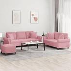 vidaXL 3-delige Loungeset met kussens fluweel roze, Huis en Inrichting, Zetels | Zetels, Verzenden, Nieuw