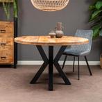 Mangohouten Eettafel Rond Tara 110 cm (5cm), Verzenden, Rond, Nieuw, Industriële meubels