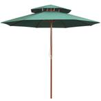 vidaXL Dubbeldekker parasol 270x270 cm houten paal groen, Verzenden
