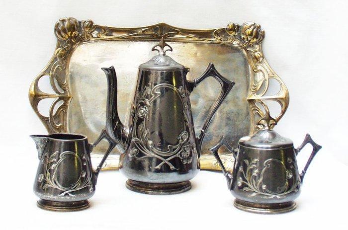 WMF / Geislingen - Service à café (4) - Étain et laiton, Antiquités & Art, Art | Objets design