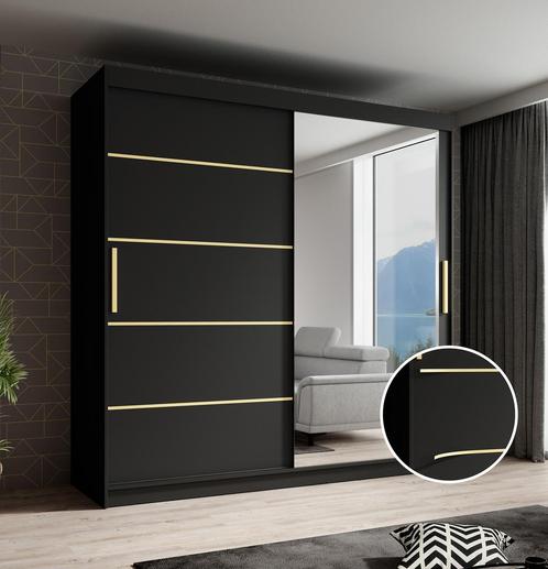 Meubella | Kledingkast mat zwart 200x62x200 schuifdeur, Huis en Inrichting, Kasten | Overige, Nieuw, Verzenden