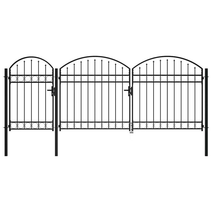 vidaXL Tuinpoort Zwart 175 x 400 cm Staal, Tuin en Terras, Tuinpoorten, Nieuw, Verzenden