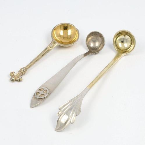 Miskelk, Mosterd & Zout lepeltjes NO RESERVE - Cuillère (3), Antiek en Kunst, Antiek | Zilver en Goud