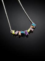 Collier baguette arc-en-ciel à pierres précieuses multiples