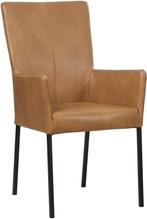 Cognac leren moderne eetkamerstoel - poot vierkant zwart -, Huis en Inrichting, Stoelen, Overige kleuren, Nieuw, Leer, Ophalen of Verzenden
