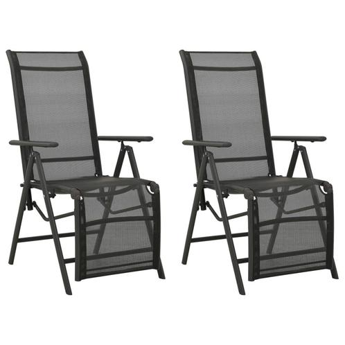 vidaXL Tuinstoelen 2 st verstelbaar textileen aluminium, Tuin en Terras, Tuinstoelen, Nieuw, Verzenden