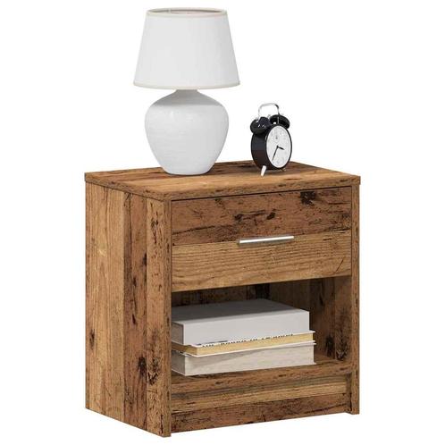 vidaXL Nachtkastje met lade 39x28x41 cm oud houtkleurig, Huis en Inrichting, Slaapkamer | Nachtkastjes, Nieuw, Verzenden
