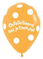 Ballonnen Communie Polka Dots Mango 30cm 50st, Nieuw, Verzenden