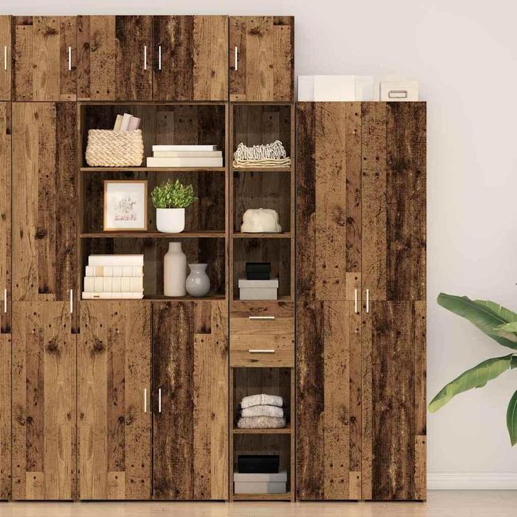 vidaXL Slank Opbergkast Oud hout 30 x 42.5 x 225 cm Bewerkt, Huis en Inrichting, Kasten | Dressoirs, Nieuw, Verzenden