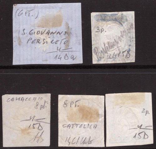 Anciens états italiens - Sardaigne 1861 - Lot de 5 timbres, Postzegels en Munten, Postzegels | Europa | Italië