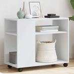 vidaXL Bijzettafel met wieltjes 70x35x60 cm bewerkt hout wit, Huis en Inrichting, Tafels | Bijzettafels, Verzenden, Nieuw