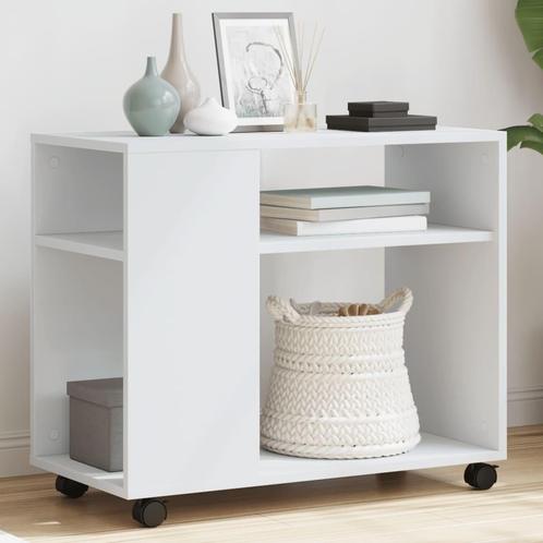 vidaXL Bijzettafel met wieltjes 70x35x60 cm bewerkt hout wit, Huis en Inrichting, Tafels | Bijzettafels, Nieuw, Verzenden