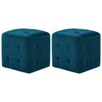 vidaXL Poef 2 st 30x30x30 cm fluweel blauw, Verzenden, Nieuw