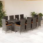 vidaXL 11-delige Tuinset met kussens poly rattan grijs, Tuin en Terras, Verzenden, Nieuw, Tuinset