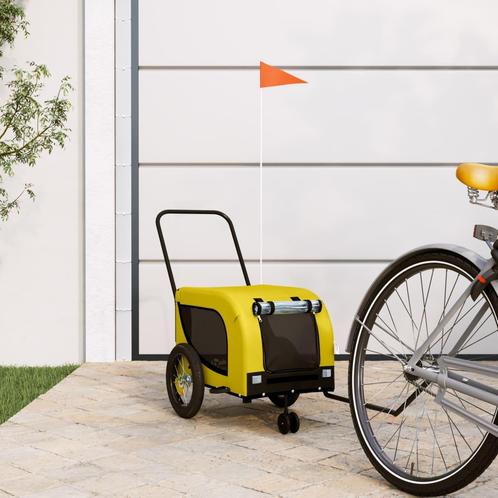 vidaXL Hondenfietstrailer oxford stof en ijzer geel en zwart, Dieren en Toebehoren, Overige Dieren-accessoires, Nieuw, Verzenden