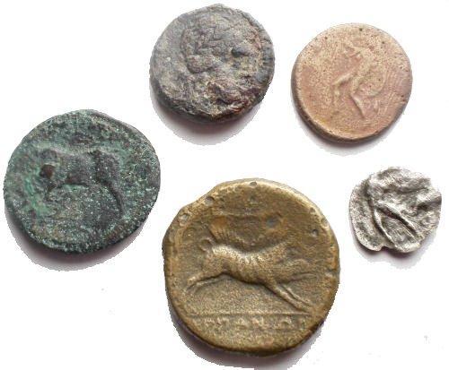 Griekenland (oud) Lot of 5 coins Various periods. (Zonder, Postzegels en Munten, Munten | Europa | Niet-Euromunten